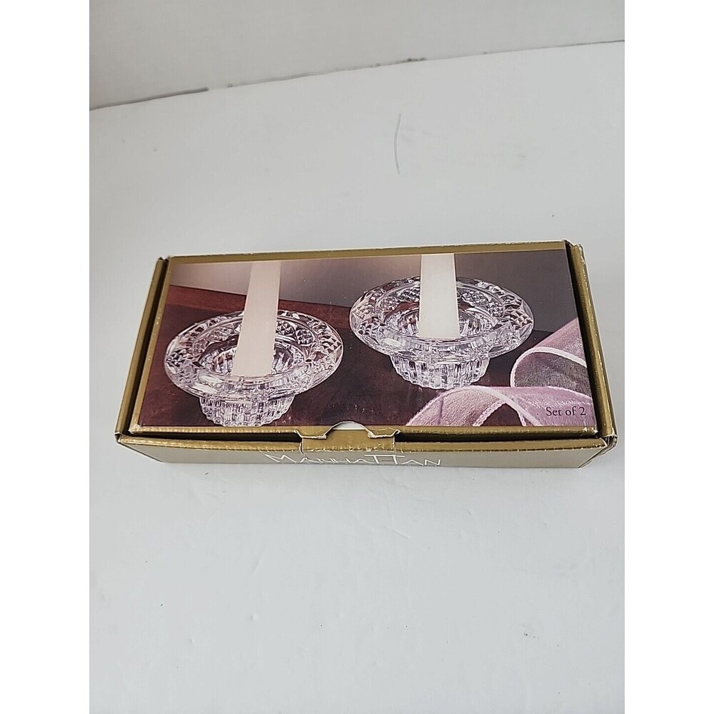 Crystal Clear Manhattan Candle Lights Moonlight Votive Candle Holders Set of 2